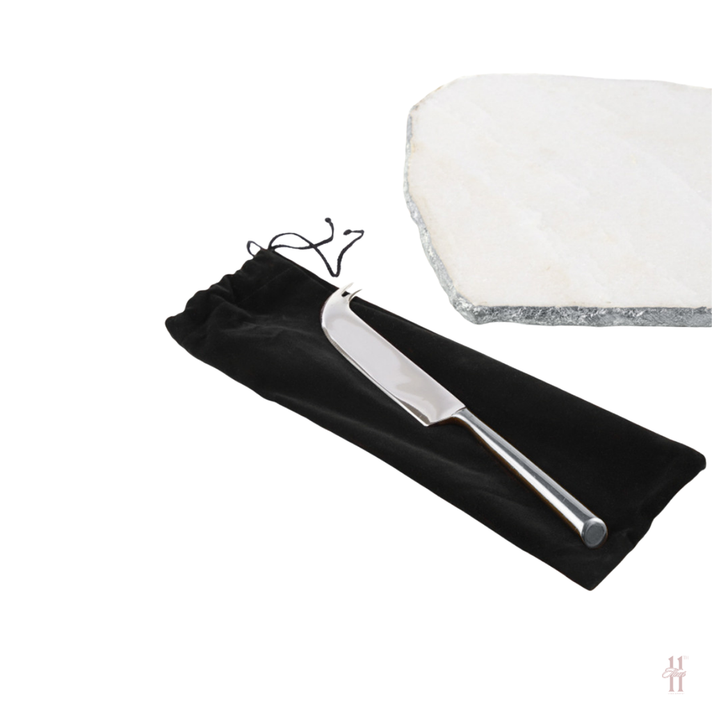 NEW White Marble Cheese Plate and Knife
