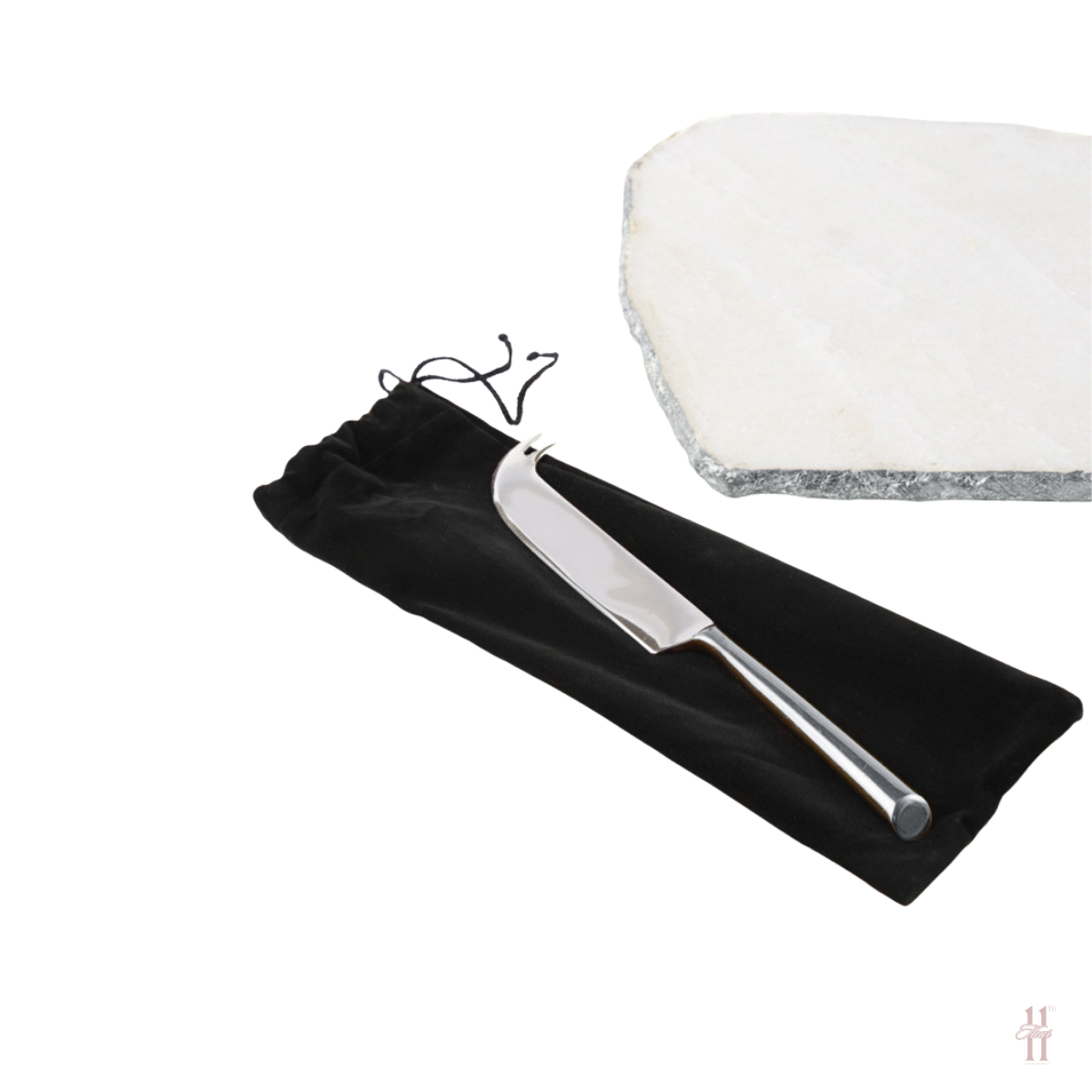 NEW White Marble Cheese Plate and Knife