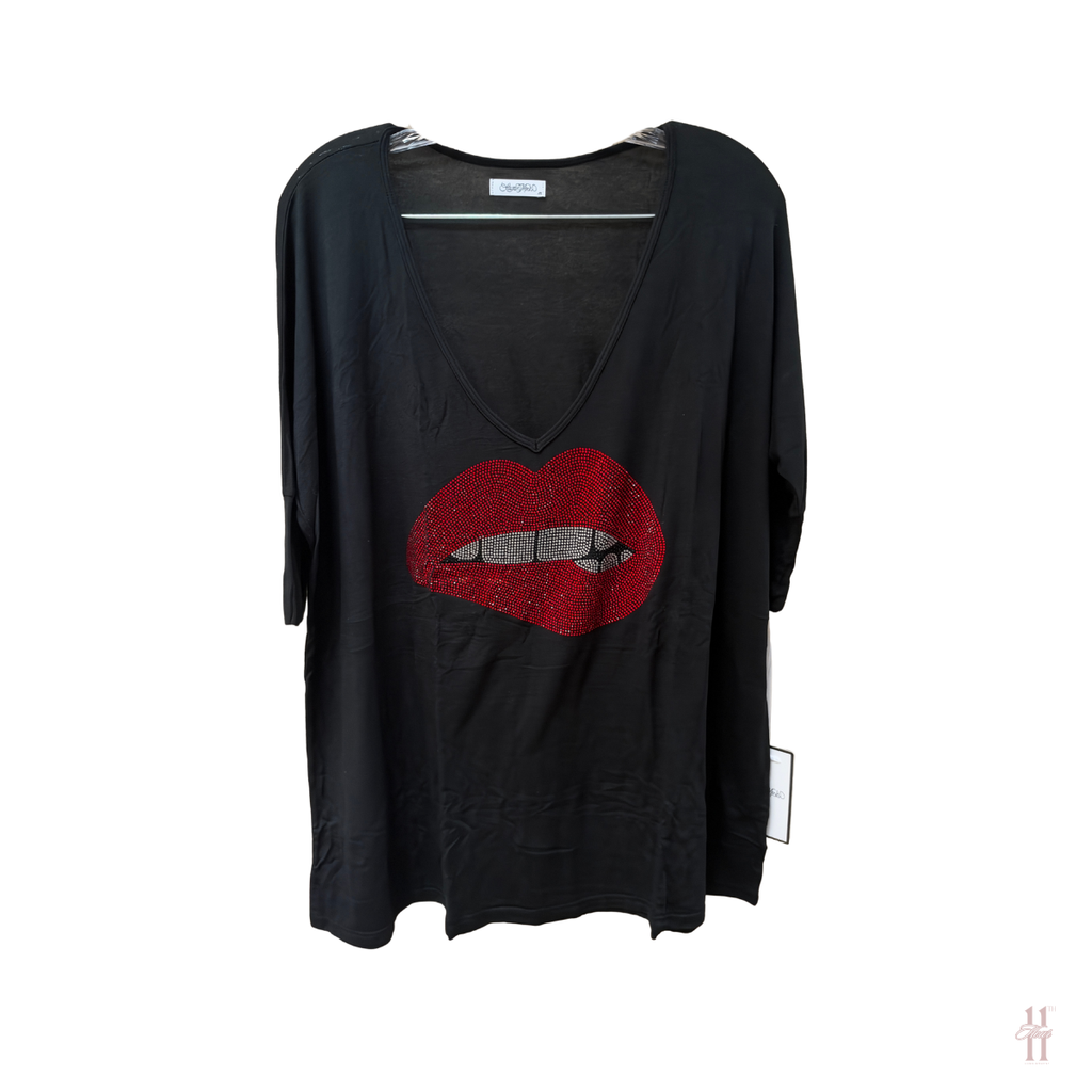 Lauren Moshi Crystal Biting Lip Top - M