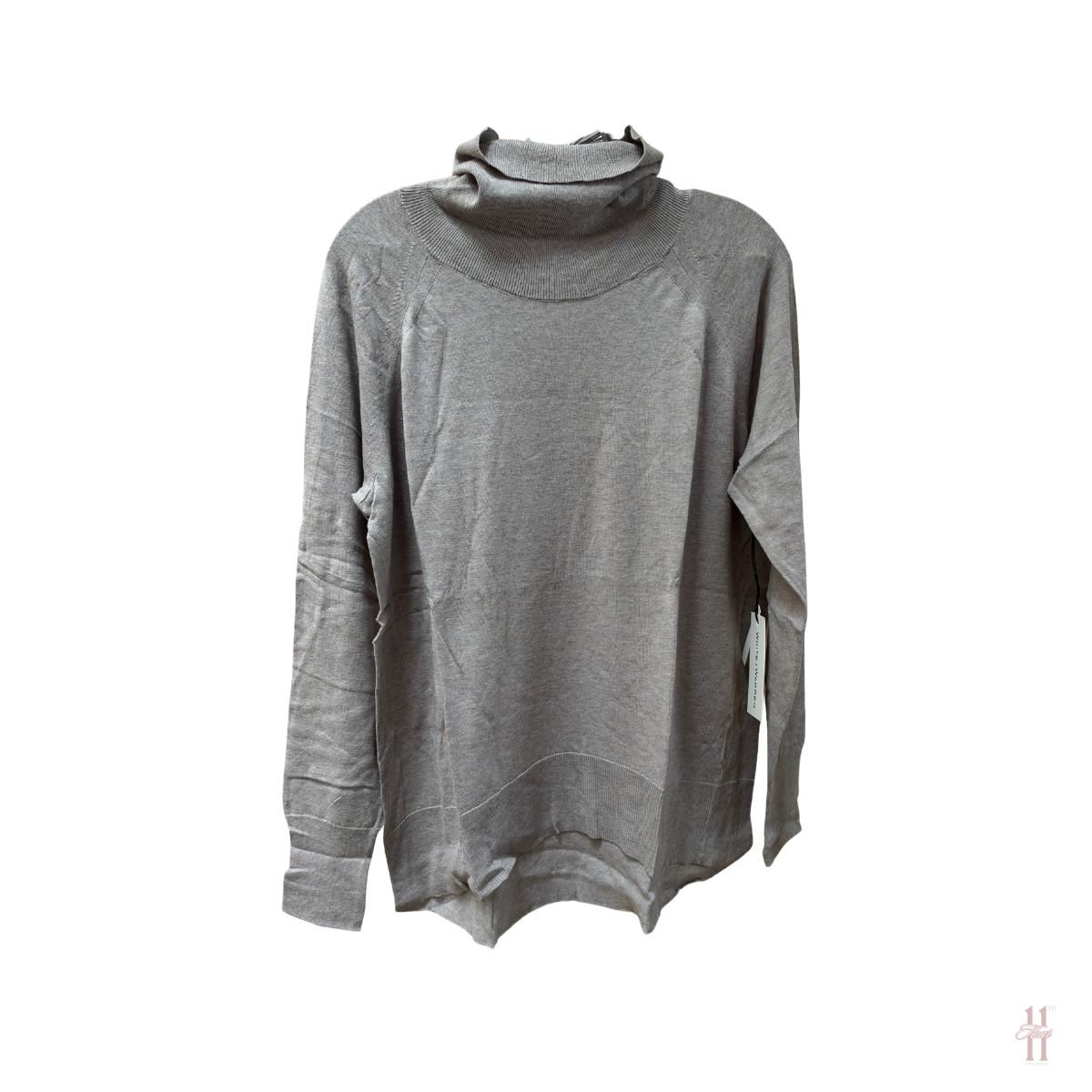 White+Warren Raglan Stone Heather Standneck Sweater - L