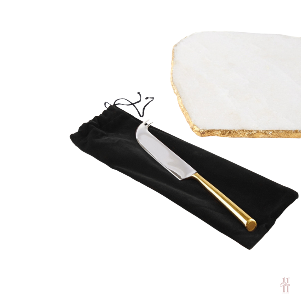 NEW White Marble Cheese Plate and Knife