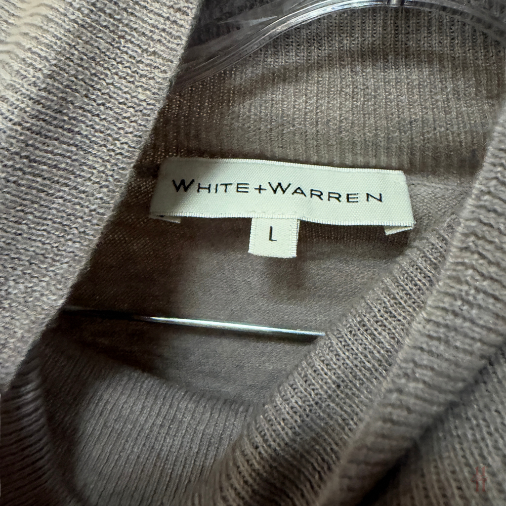 White+Warren Raglan Stone Heather Standneck Sweater - L