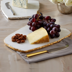 NEW White Marble Cheese Plate and Knife