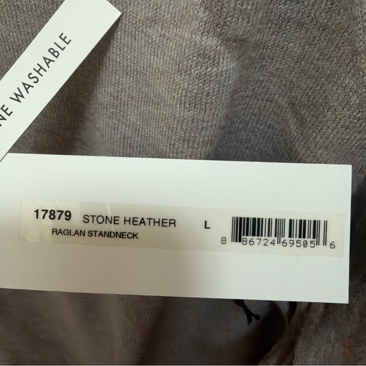 White+Warren Raglan Stone Heather Standneck Sweater - L